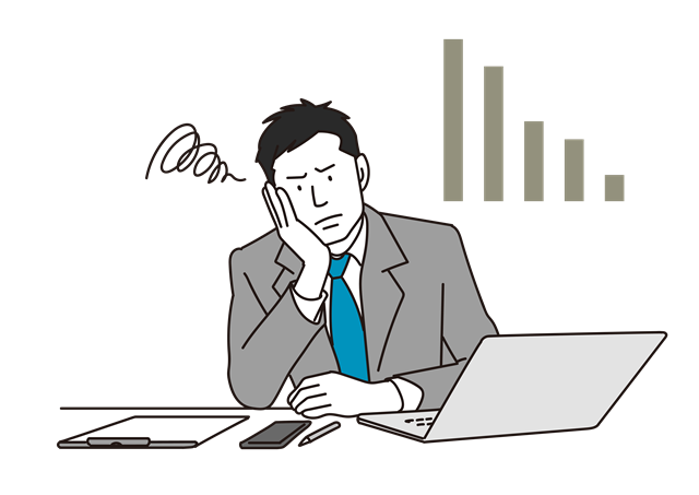 書類を前に頭を抱える男性