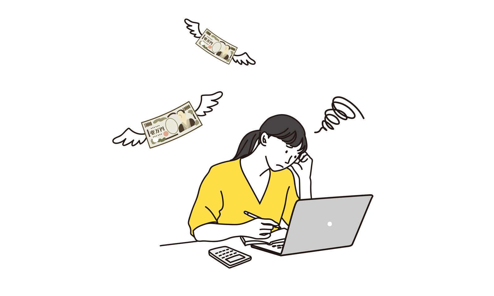 頭を抱えるスーツの男性